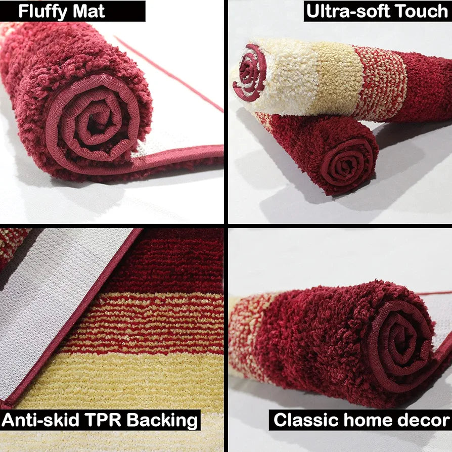 Luxe Home Super Soft Microfiber Bathroom Mat 40x60 cm Non-Slip Bath Mat for Home, Bedroom, and Living Room - Lava Pack of 2